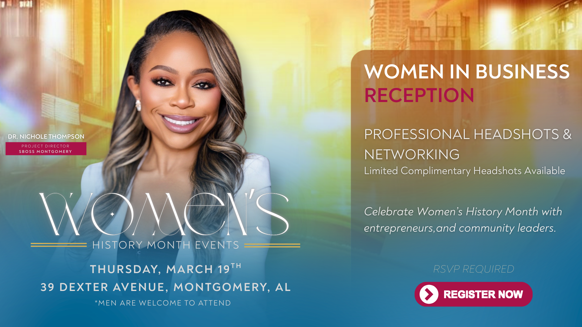 Celebrate Women’s History Month at the SBOSS Women in Business Reception with networking and complimentary professional headshots.